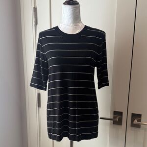 Banana Republic Black and White Striped Short Sleeve Top